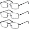 Eyekepper 3-pack Readers Rectangular Spring Temple Large Metal Reading Glasses Men Black +2.0...