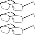 Eyekepper 3-pack Readers Rectangular Spring Temple Large Metal Reading Glasses Men Black +2.0...