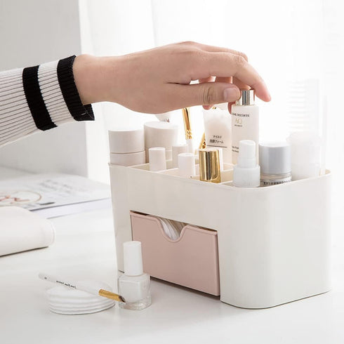 Plastic Cosmetic Display Organizer Makeup Storage Drawers Beauty Organizer Stand Skincare Storage Case Small Cosmetic Shelf for Vanity Dresser Lig...