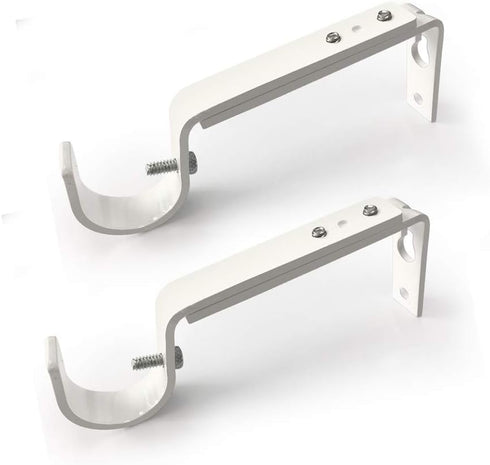 Curtain Rod Brackets Heavy Duty Drapery Hardware Adjustable Rod Holders for 7/8 or 1 Inch Rods, Set of 3 (White, fits rods up to 1 inch)...
