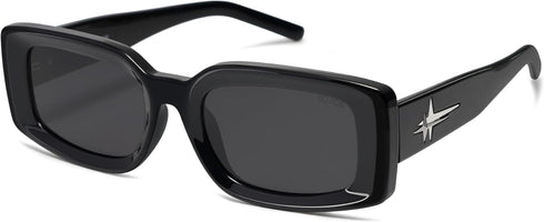 SOJOS Classic Trendy Rectangle Polarized Sunglasses Thick Frame with Star Decorations SJ2285...
