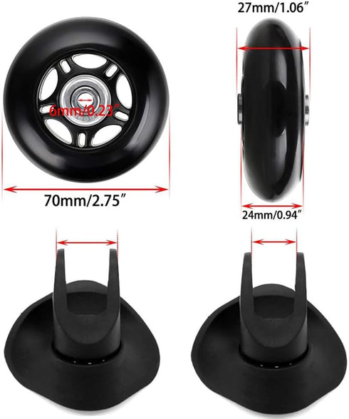 70mm x 24mm 2 Pcs Luggage Suitcase Replacement Wheels, Rubber Swivel Caster Wheels Bearings Repair Kits...