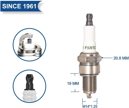 TORCH F5RTC Spark Plug Replace for NGK 7734/BPR5ES, for Champion 322/RN11YC 404/RN12YC 8405, for Denso 5305/IW16 3256/J16CR-U 3013/W14EXR-U 3021/W...