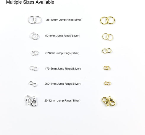 1200Pcs Jump Rings for Jewelry Making Kit, Jump Rings Jewelry Repair Kit for Pliers Tweezers with Necklace Bracelet, Open Jump Rings and Lobster C...