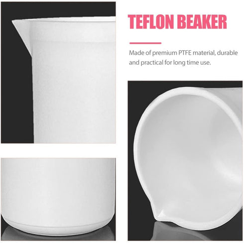 Plastic Graduated Beaker Lab Beaker PTFE Science Beaker Measuring Liquid Container Beakers 250ML Measuring Cups with Handle and Spout Laboratory E...