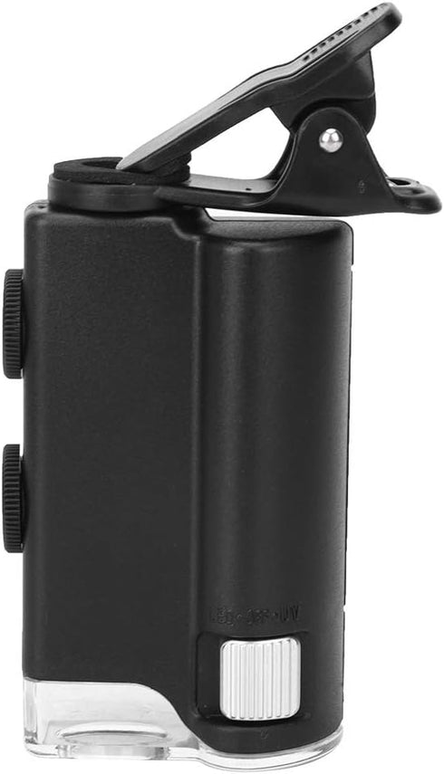 60-100X Clip-on Microscope with LED Light, Portable Magnifier Loupe Pocket Magnifying Lens Glass for Universal Mobile Phones, Mini Plus Pocket Mic...