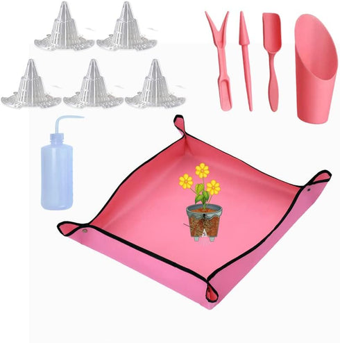 Succulent Plant Tools Set,Indoor Plants Tool Kit,Repotting Mat,Fairy Gardening Hand Tools,Mini Garden Planting Watering Tool,Flower Pot Hole Mesh ...