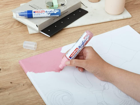 edding 5000 acrylic marker broad - white - 1 waterproof acrylic paint marker - chisel nib 5-10 mm - acrylic paint pen for drawing on canvas, art p...