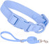 Light Blue Plastic Dog Collar and Leash Set, Silicone Rubber Puppy Collar PVC Washable Quick Release Buckle Water Swim Waterproof Dog Collars for ...