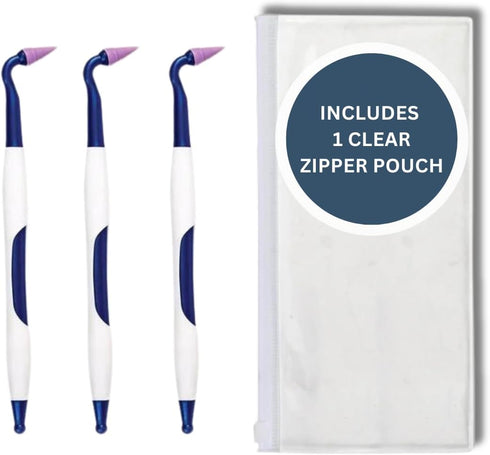 Gum Stimulator - Rubber Tip Stimulator, Dental Plaque Remover Tool Bundled with Travel Zipper Pouch- 3 Pack Total...