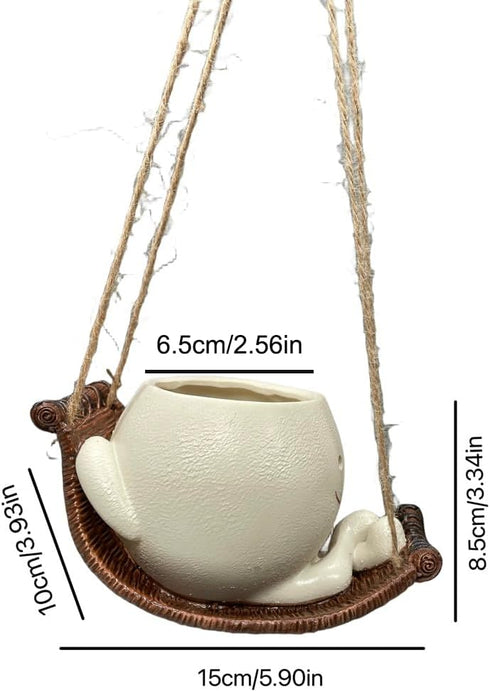 Swing Planter Pots Smiley Face Planter Hanging Resin Flower Head Planters for Indoor and Outdoor Plants,Succulent Pots for String of Pearls Plant-...