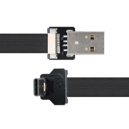 chenyang USB C Flat Cable USB 2.0 Male to USB C Male 90 Degree UP Angled Ribbon Flex Extension Cable Adapter 0.5M...