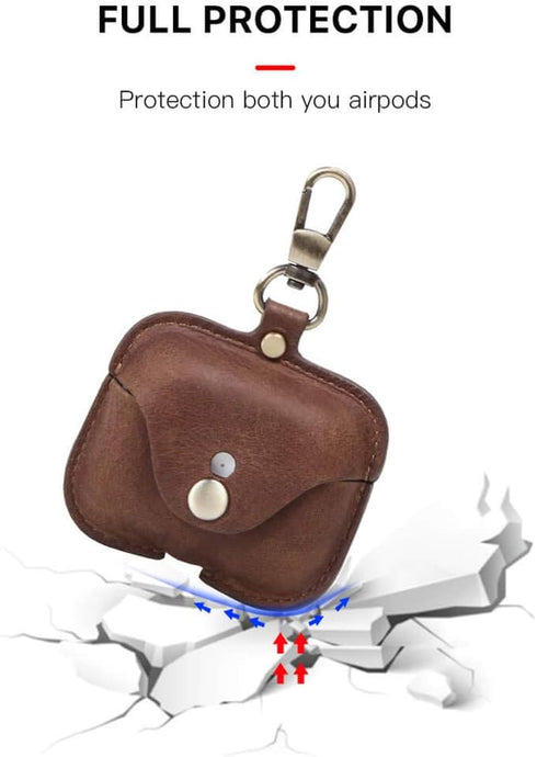 Hiram Leather Case Replacement for Airpods Pro 2019,Crazy Horse Cowhide Leather Portable Travel Case Compatible with Airpods Pro,Headphone Cases R...