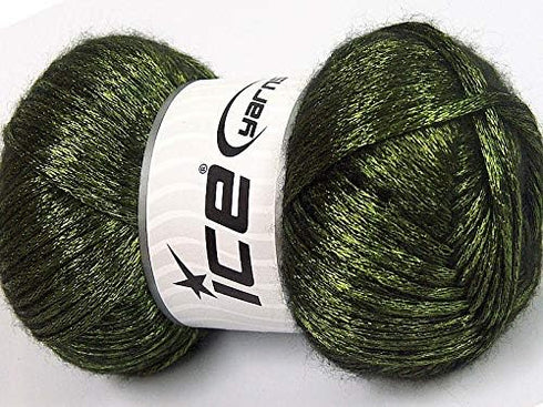 Glam Universe Metallic Shine Fuzzy Wool Nylon Blend Yarn 100 Grams, 250 Yards - Green, Black......