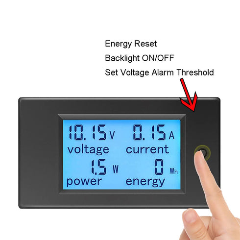 Amp Volt Watt Kwh Meter Tester Panel Digital 4 in 1 Ammeter Voltmeter Multimeter 12V DC 6.5-100V 20A, Voltage Current Power Energy Usage Monitor L...