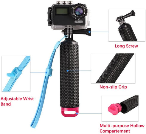 Floating Hand Grip Waterproof Handheld Selfie Stick Monopod Grip Handle Mount Compatible with GoPro Hero 10, 9, 8, 7, Hero Session, Fusion, Max, A...