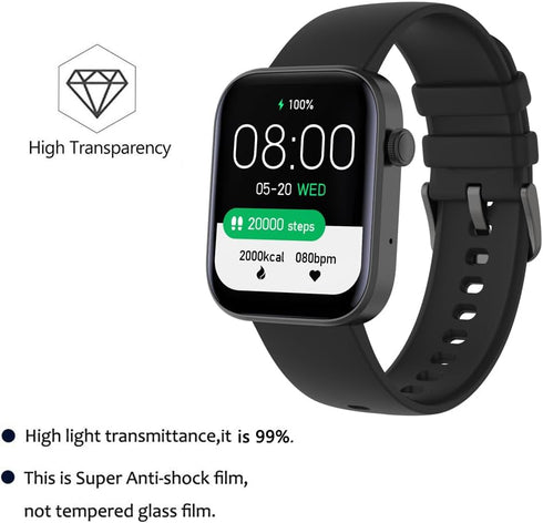 6 Pack Compatible with Cvutgf P43F 1.8” Smart Watch Screen Protector Film for MASVVPI P43 1.9 Inch Smartwatch Screen Protectors Foils Screen Cover...