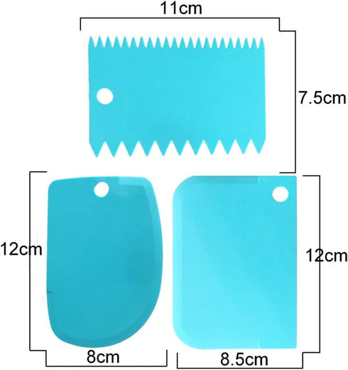 lasenersm 3 Pieces Dough Scraper Bowl Scraper Cake Scraper Plastic Dough Cutter Jagged Edges Scraper Curved Edge Scraper Flat Edge Scraper Food Sc...