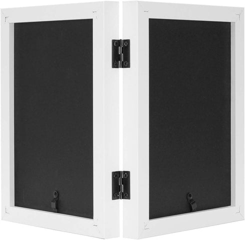 Frametory, 4x6 Double Picture Frame - Real Glass Hinged 2 Photos Collage, Desktop Picture Frame Standing Vertical (Blue, 1 Pack)...