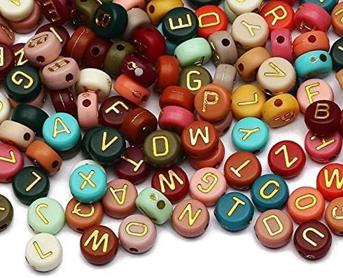 ToBeIT 1000pcs Color Gold Letter Beads Acrylic Alphabet Letters Bead 4x7mm Round Letter Beads for Jewelry Making, Bracelets, Necklaces, Key Chains...
