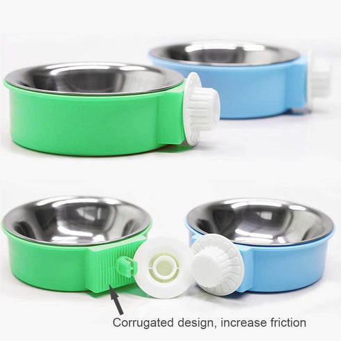 N//A 2Pcs Crate Dog Bowl, Removable Stainless Steel Hanging Pet Cage Bowl, Pet Food Water Bowl for Cat Puppy Bird Rabbit (Green,Blue)...