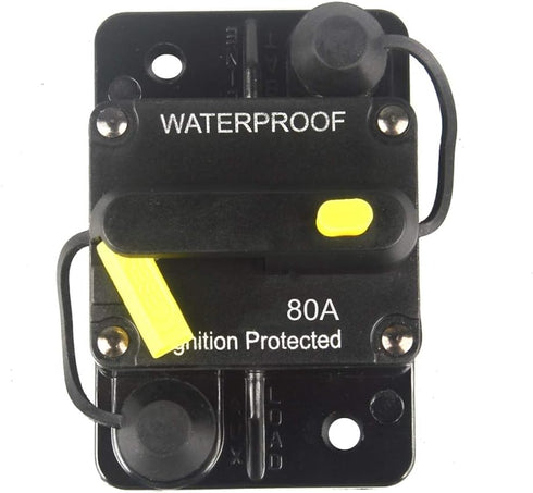 80 Amp Circuit Breaker DC 12V-48V Waterproof 30A-300A Manual Reset Fuse Inverter for Trolling Motor Auto Car RV Marine Boat Current Overload Prote...
