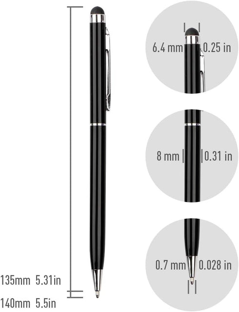 homEdge Stylus Pen and Ink Pen Set of 12 Pack, Universal 2 in 1 Capacitive Stylus Ball Point Pens Compatible with iPad, iPhone, Samsung, Kindle To...