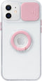 Caseative Candy Color Ring Holder Slide Lens Camera Cover Protection Clear Soft Compatible with iPhone Case (Pink,iPhone 12 Pro Max)...