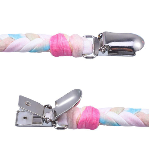 4 Pieces Pacifier Clips for Infant Boys and Girls Universal Pacifier Holder Hand-Made Braided Soothie Leash for All Pacifiers Teething Drool Bibs ...