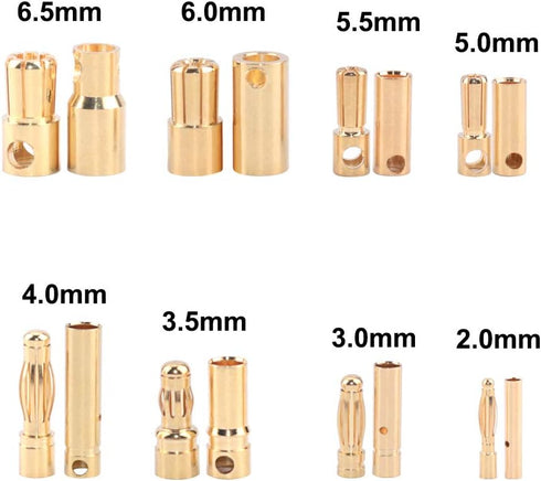 20 Pairs 4.0mm 4mm Banana Bullet Connector Plug Male Female for RC Battery ESC Motor...