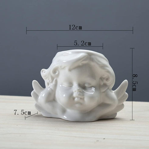 Vaguelly Cute Succulent Planter Angel Statue Head Face Planter Pot Ceramic Flower Pot Cactus Container with Drainage Hole Pens Holder for Indoor O...