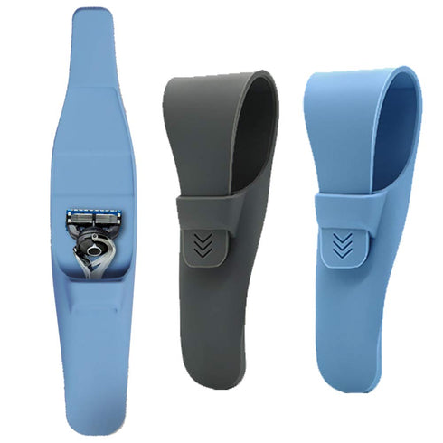 2-Pack Silicone Razor Case, Portable Soft Shaver Cover Bag Protector, Safety Waterproof Travel Razor Carrying Case (Blue+Grey)......