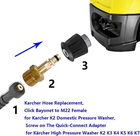 1Pc Gold M22 Adapter High Pressure Washer Hose Adapter Pressure Pipe Quick Connector Converter Fitting for K Series Pressure Washer? Pressure Repl...