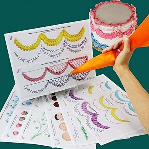 Icing Piping Nozzles Practice Drawings, Cake Pastry Beginner Practice Paper Fondant Decorating Including 23 Popular Patterns Gifts for Women...
