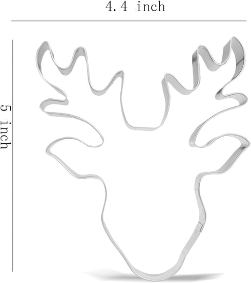 5 inch Large Christmas Reindeer Face Cookie Cutter - Stainless Steel...