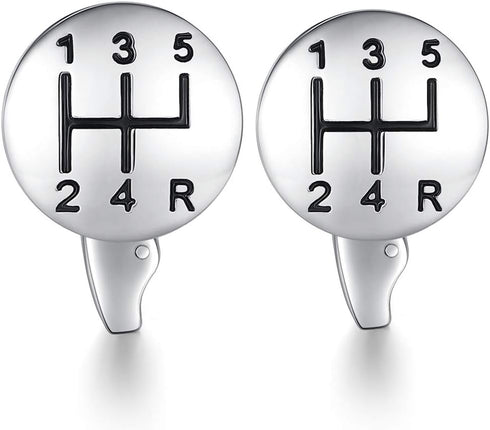 HONEY BEAR Car Gear Speed Stick Retro Cufflink for Men Shirt Wedding Gift Silver...