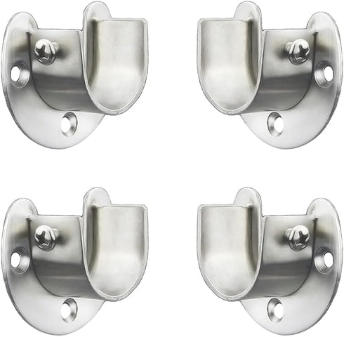 Stainless steel Wardrobe Closet Rod Bracket, U-Shaped Open type Socket bracket, Shower Curtain Rod Pole End Supports Sockets Flange (1-1/4 INCH, 4...