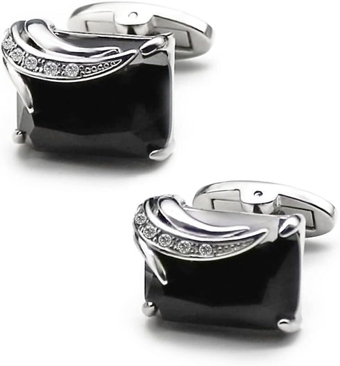 Black Men‘s Cufflinks Business Dresses Wedding Cufflinks For Men Rhinestones With Black Glass And Crystal Elements Men's Jewellery...