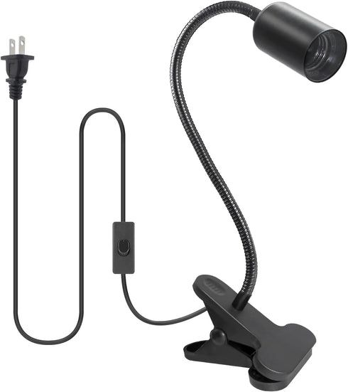 Desk Clip Lamp Holder, Clamp Light Fixture with 35cm Stable Gooseneck, Adjustable Lamp with Swtich, E26/E27 Clamp Light Socket, Heat Grow Lamp Cla...