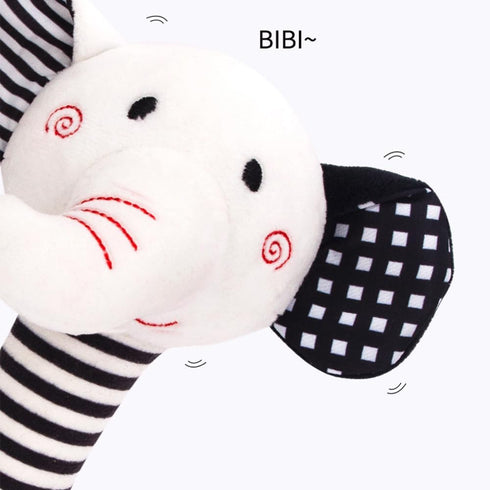 Baby Toys 0-12 Months, Black and White Newborn Toys, Soft Plush Rattle Stuffed Animal Toy with Teether and Sound, Developmental Hand Grip Toys (El...
