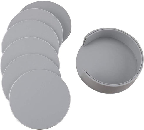 Coasters for Drinks, Thipoten Leather Coasters with Holder, Protect Furniture from Damage(6PCS, Grey)...