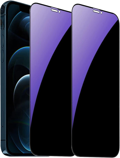 2 Pack Anti-Blue Privacy Tempered Glass Suit for iPhone 12 Pro Max Anti-Spy Screen Protector Anti-Peeping Film 9H Hardness Anti-scratch Full Cover...