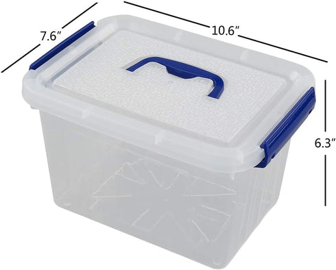 Ggbin 4 Pack 6 Quart Latching Storage Box, Small Lidded Storage Container Bin with Handle, Clear...