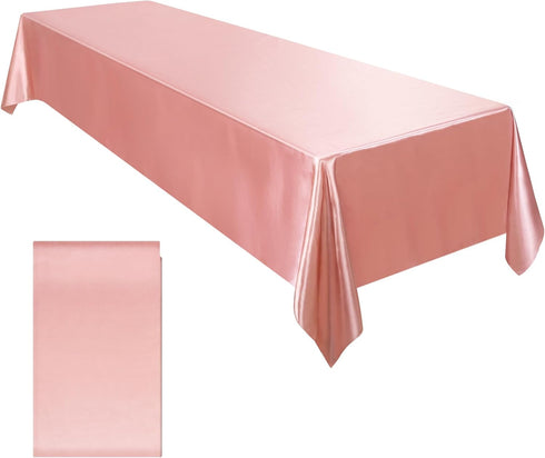 Ruisita Satin Party Tablecloth Table Cover 58 x 102 Inches Wedding Rectangle Bright Silk Tablecloth Table Cover Smooth Fabric Tablecloth Table Dec...