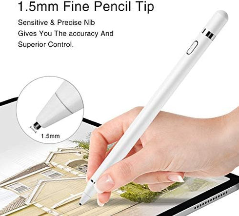 Stylus Pens for Touch Screens, Active Pencil Smart Digital Pens Rechargeable Fine Point Stylist Compatible with Apple iPad and Other Tablets (Whit...
