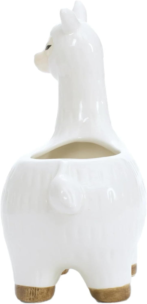 Leisure Arts Floral Pot Llama, White , 7.5" - small flower pots for indoor plants, succulents, plant pots, indoor planter, ceramic pots for indoor...