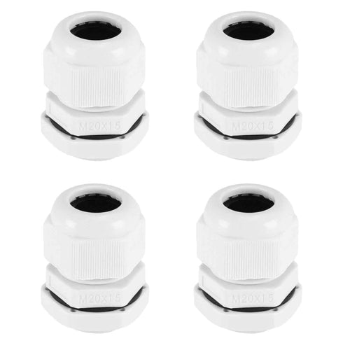 Fielect 4Pcs M20 Cable Gland Plastic Waterproof Cable Glands Joints Adjustable Connector White for 6-12mm Dia Cable...