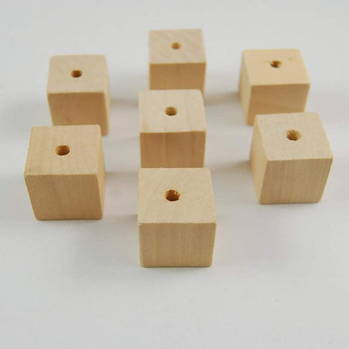 100PCS Unfinished Square Wood Beads with Holes Natural Blank Wood Cubes for DIY Craft (12mm-0.47inch)...