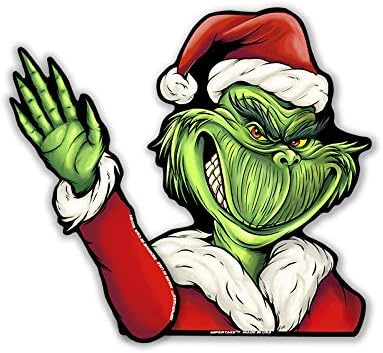 Grim Santa Waving Winter WiperTag with Decal attaches to rear vehicle wiper blade...