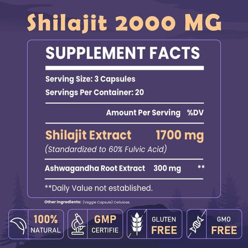 60,000 MG Shilajit Pure Himalayan Organic Capsules, 100% Gold Grade Shilajit for Men & Women, Himalayan Shilajit 85+ Trace Minerals & 60% Fulvic A...
